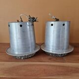 Pair of ceiling lights - Staff Leuchten - In aluminium and moulded glass with a bubble pattern.