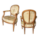 Pair of Louis XVI silk cabriolet armchairs