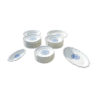 12 Anciennes Assiettes Creuses en Faïence de Gien - Décor Rouen