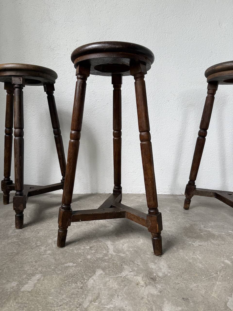 Oak bistro stools 1950