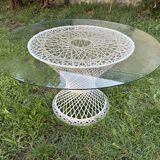 Russell Woodward garden table, fibreglass woven.