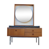 Coiffeuse commode vintage avec miroir géant