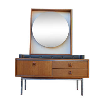 Coiffeuse commode vintage avec miroir géant