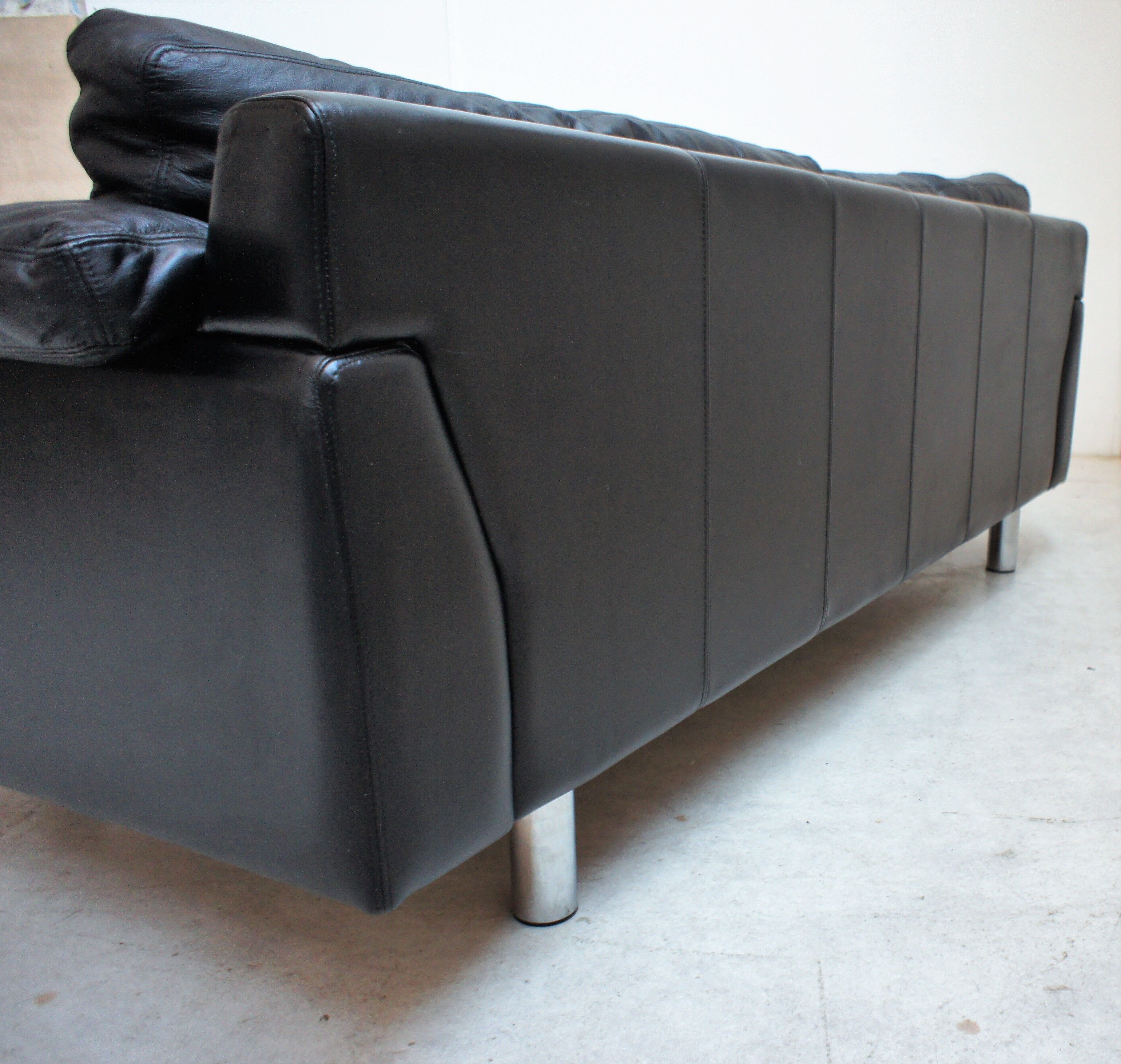 Scandinavian sofa in black leather
