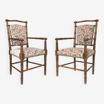 Pair of bamboo armchairs