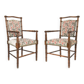 Pair of bamboo armchairs