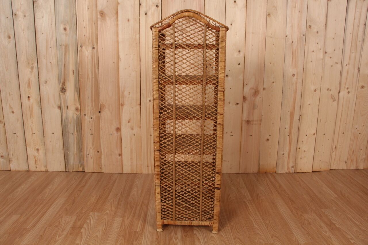 Braided rattan flooring from the 1960s