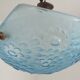 French Art Deco Degué Ice Blue Hexagonal Glass Pendant Ceiling Light