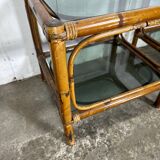 Paire de chevets  bambou et verre fumé