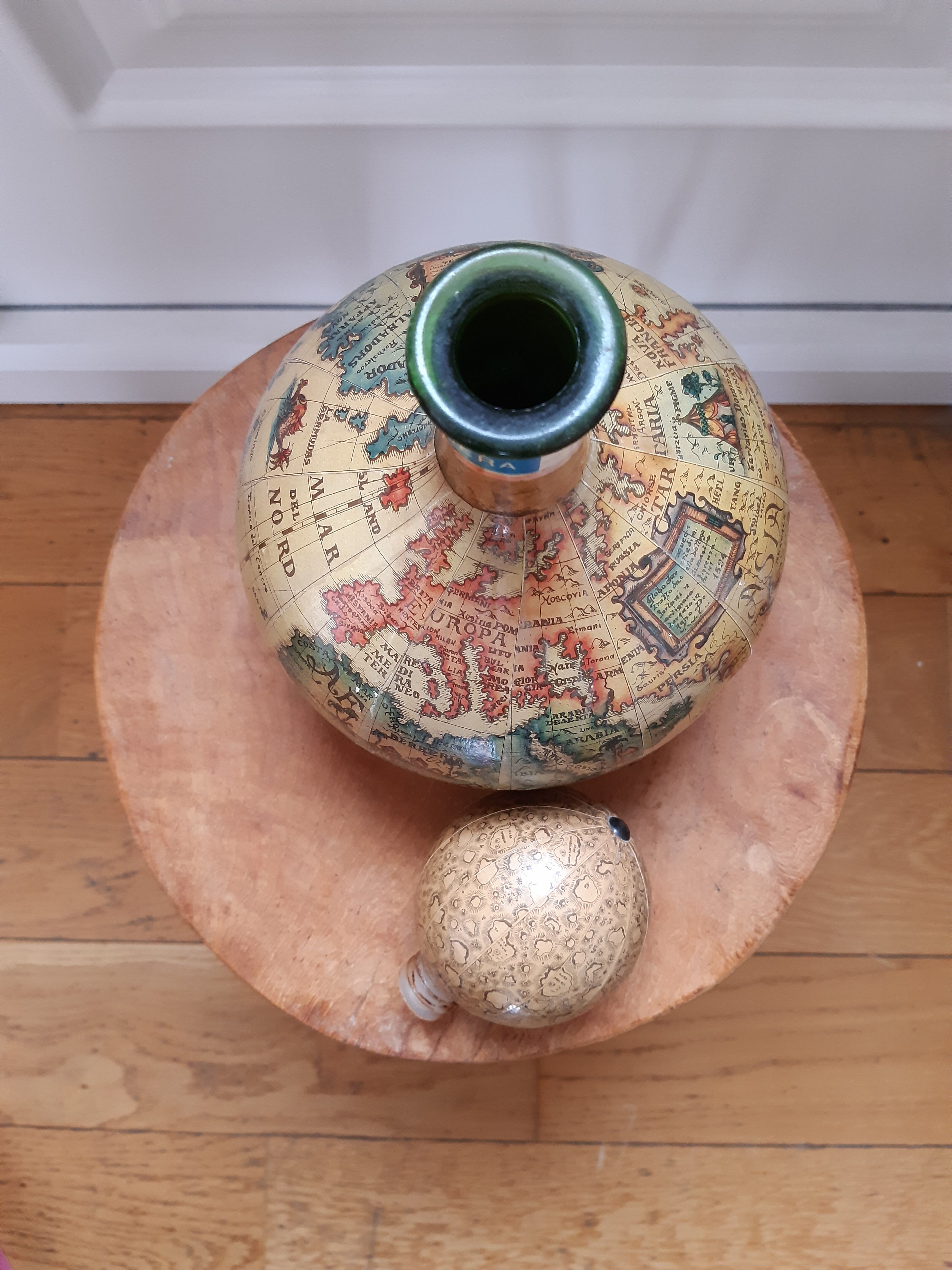Old world map bottle