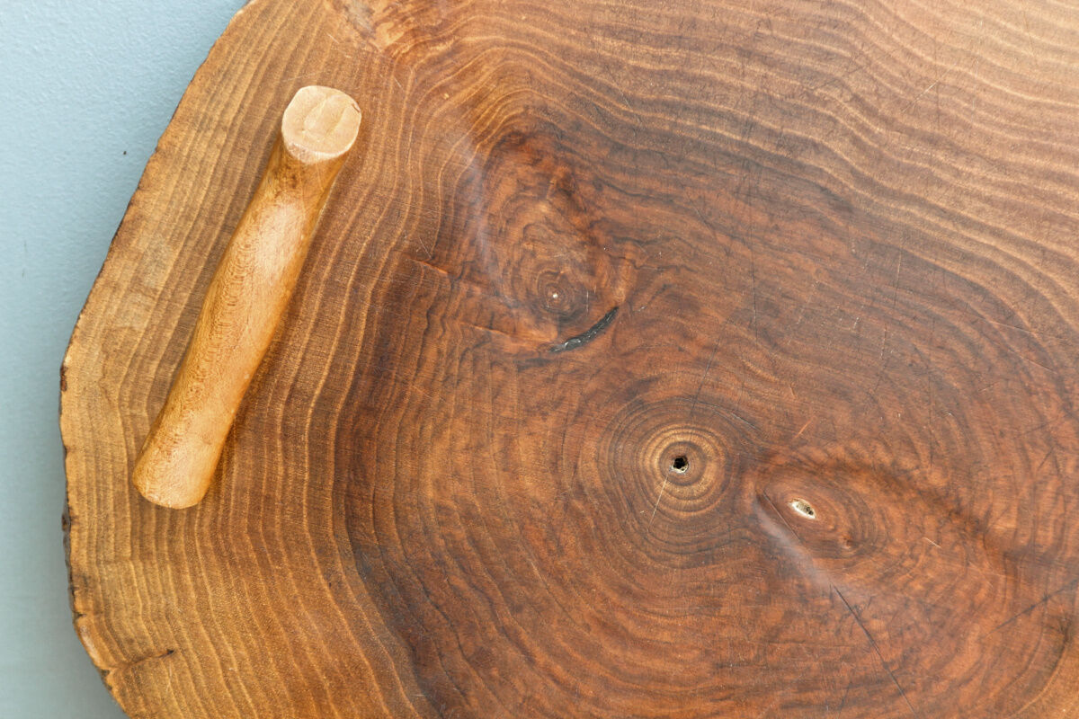 Raw wooden cheese platter