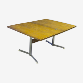 Folding on chromed metal base dining table