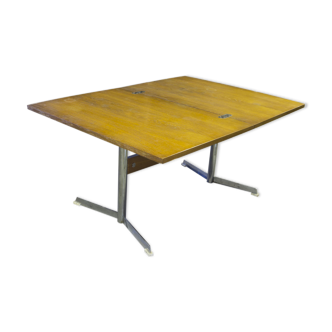 Folding on chromed metal base dining table