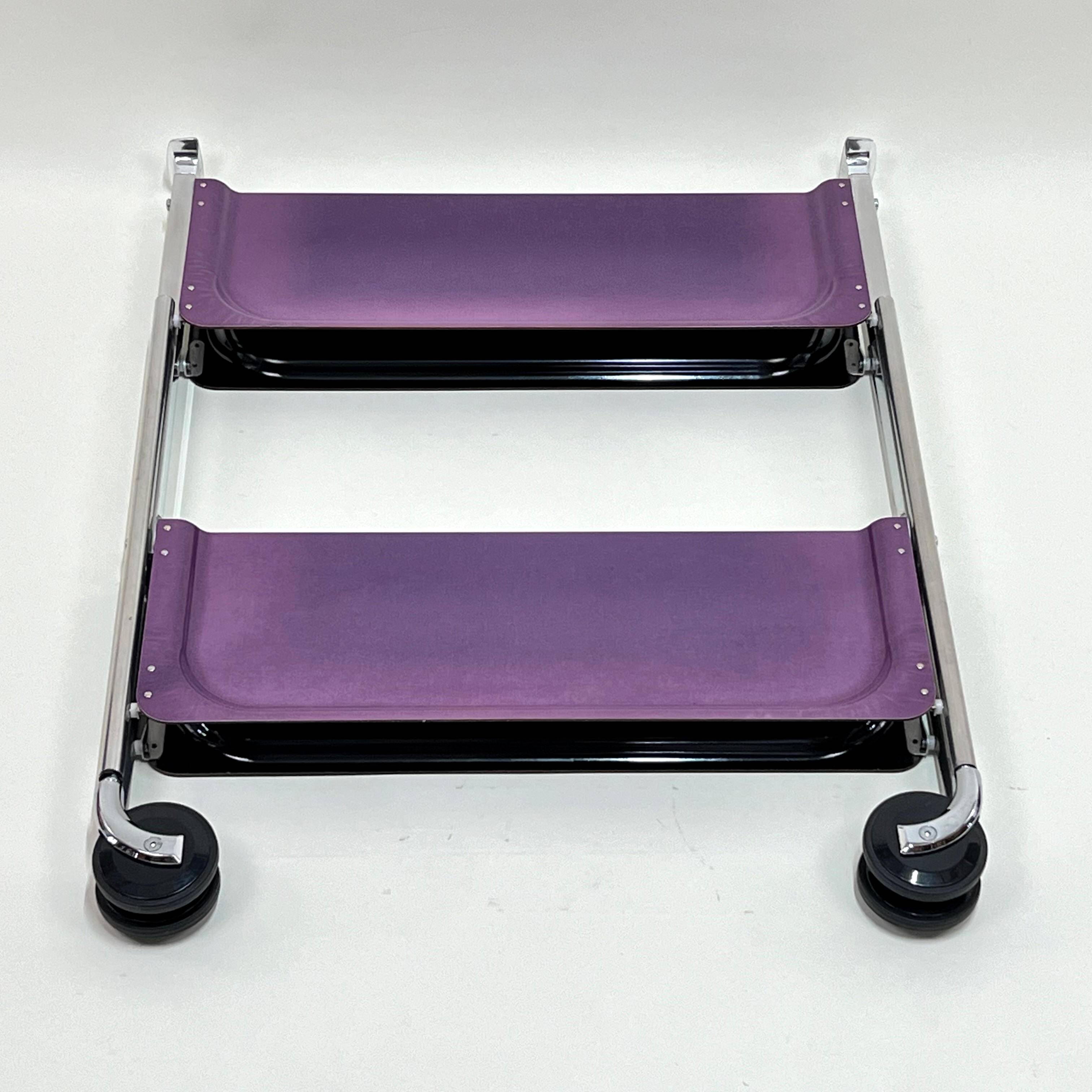 Rolling folding table bar laminate color violet - textable platex