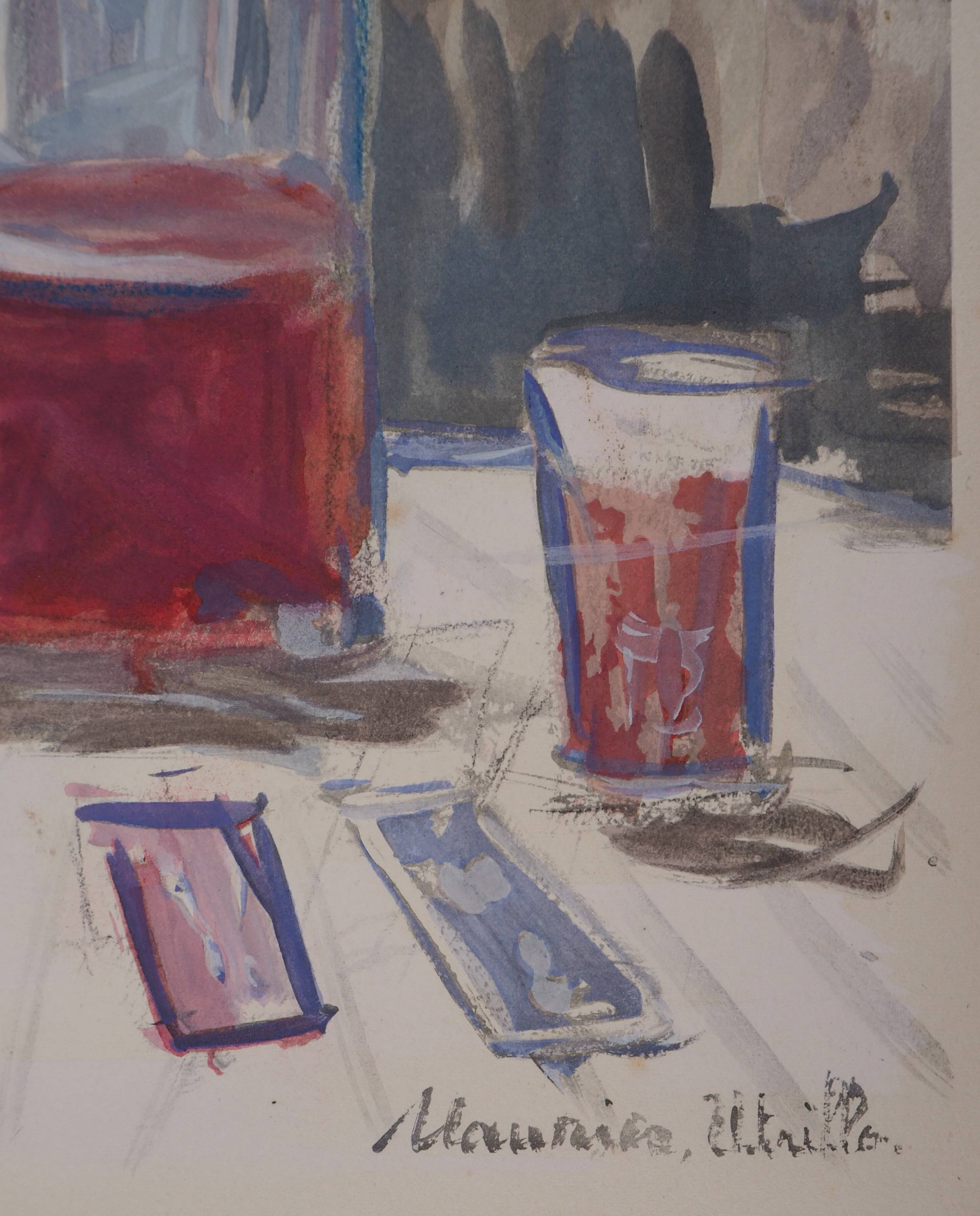 Maurice Utrillo: July 14th Wine, original signed engraving