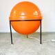 Large Space Age Tripod Sphere Floor Lamp In Orange By Unknown Designer, Around 1960S