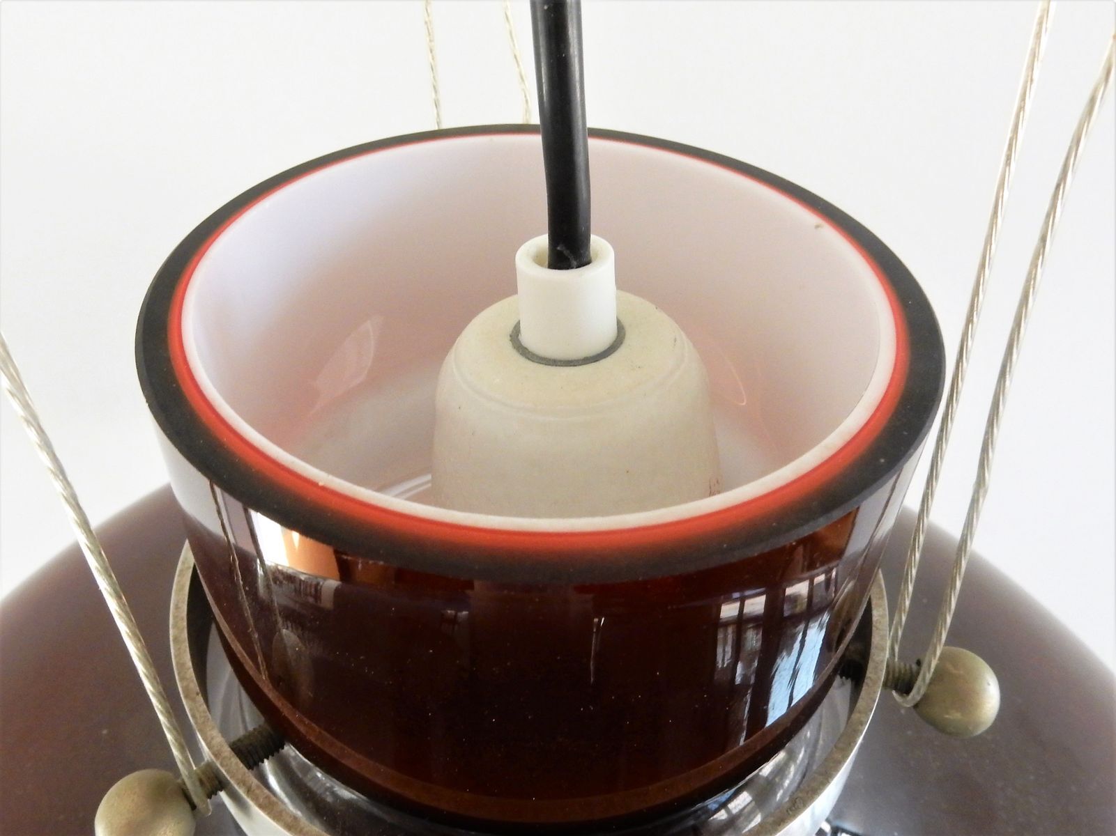Vintage glass suspension in red-brown 1970s