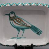 Large vintage ceramic dish depicting a bird - robert picault