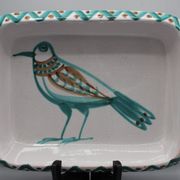 Grand plat en ceramique vintage figurant un oiseau - robert picault