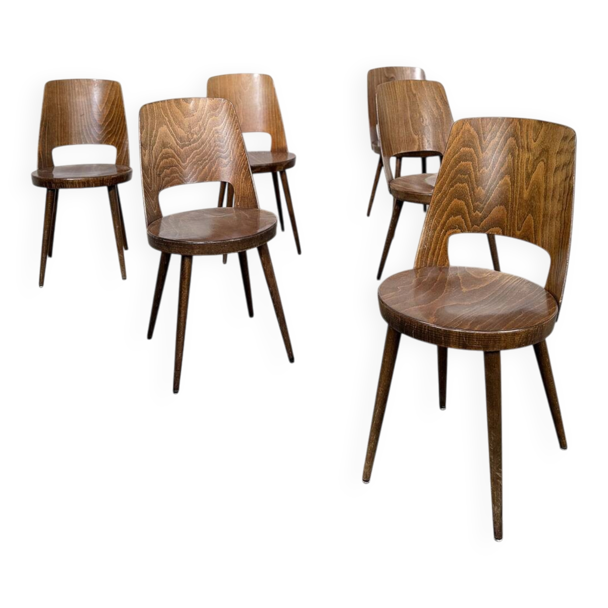 Set of 6 light brown Baumann chairs