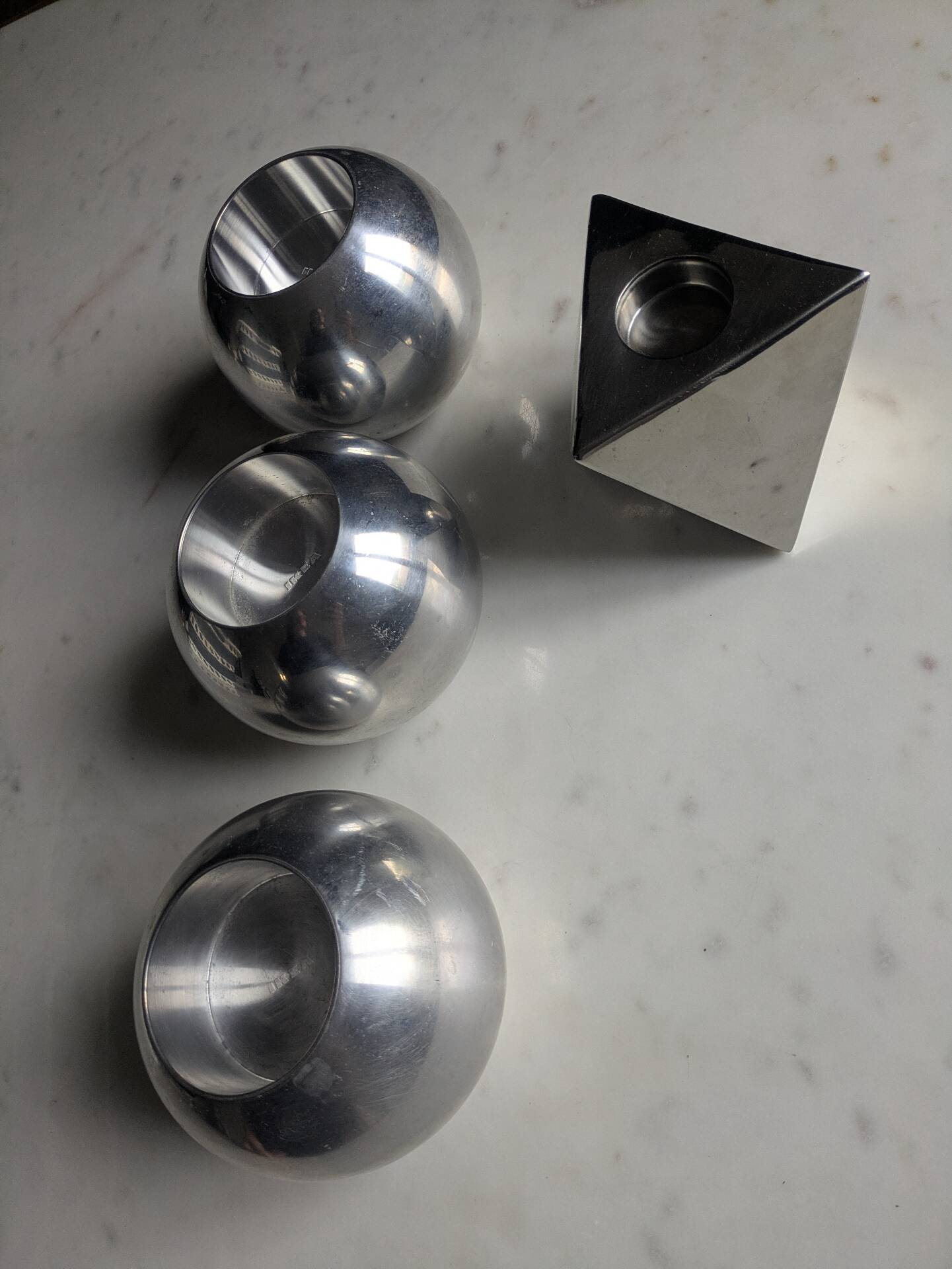 Set of vintage, collector and designer candle holders.