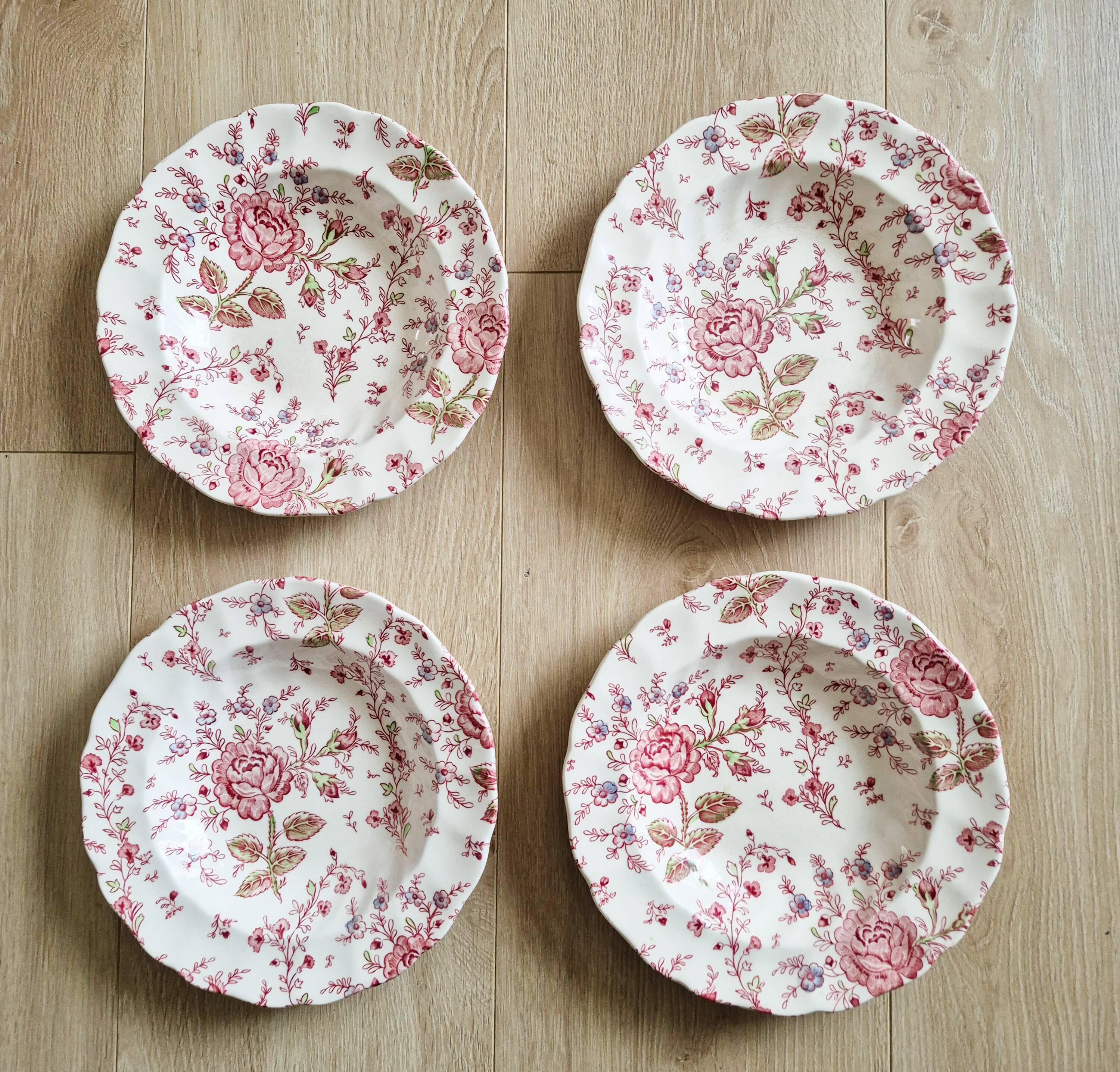 Deep plates (4) Johnson Brothers Rose chintz - Johnson Bros