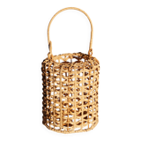 Wicker lantern / candle holder, metal frame