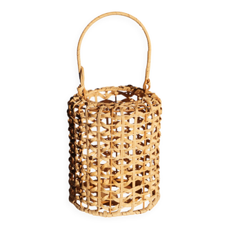 Wicker lantern / candle holder, metal frame