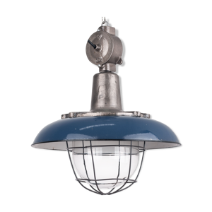 Lampe industrielle en - 1950 bleu