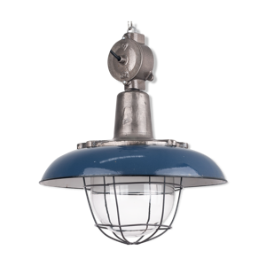 Lampe industrielle en émail bleu