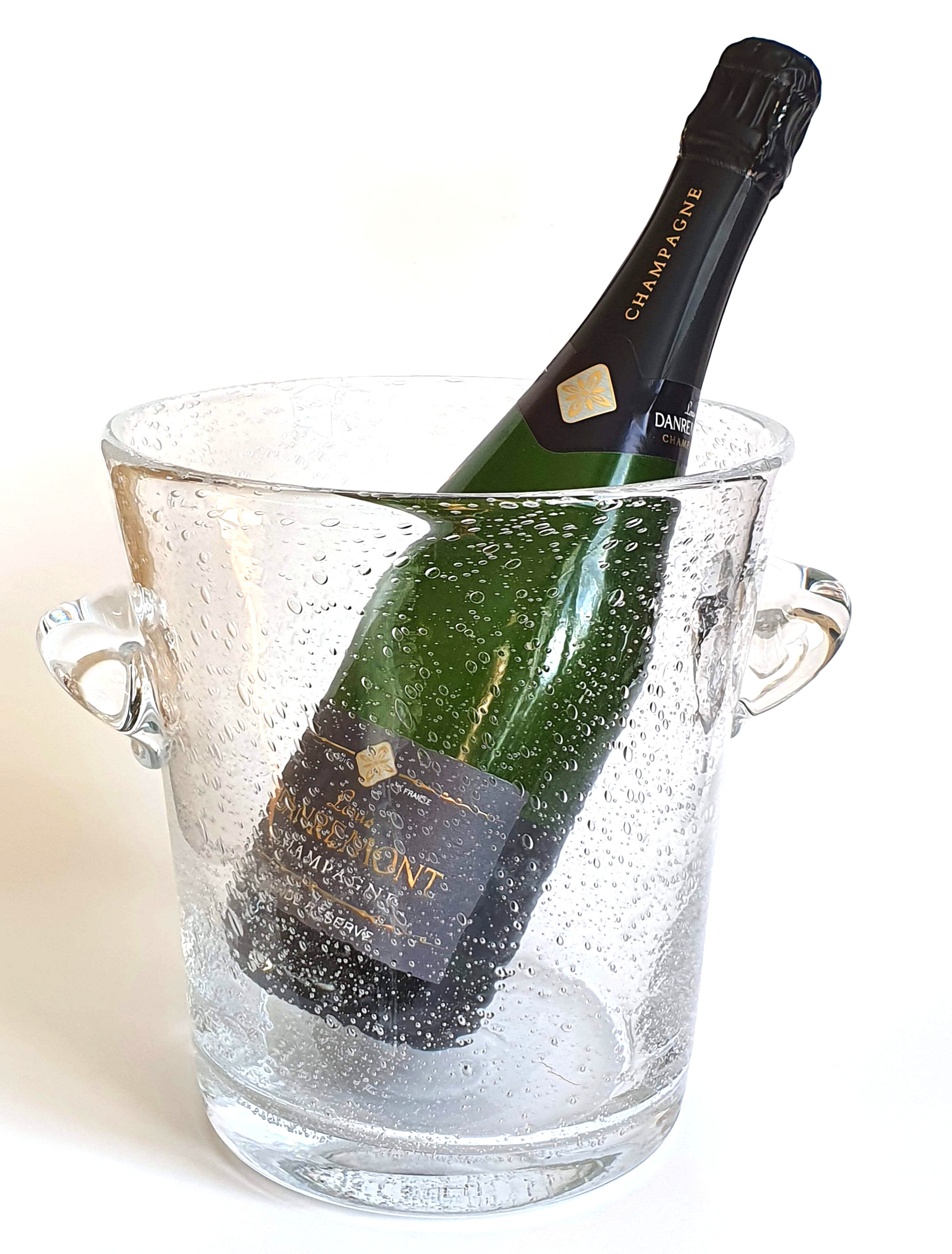 Champagne bucket in glass of biot