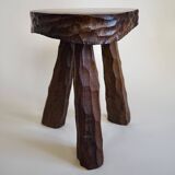 Pair of wooden tripod stools