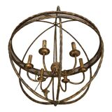 Contemporary Gold-Leaf and Clay Sphere Chandelier