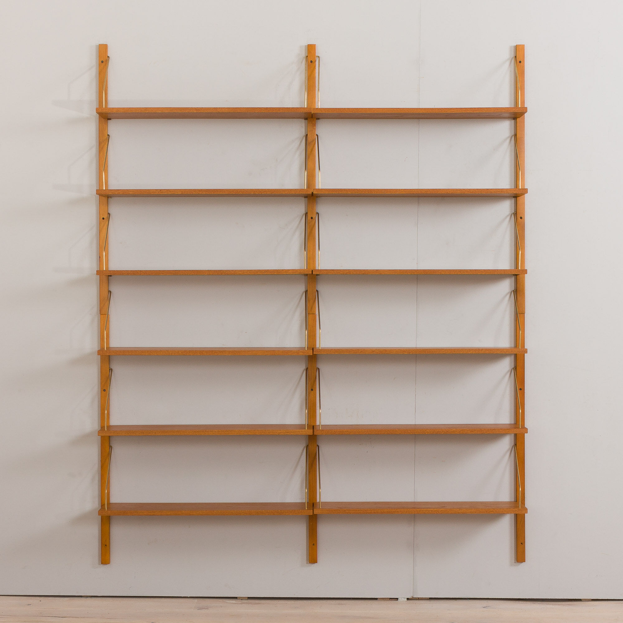 Danish oak modular shelving system 12 shelves