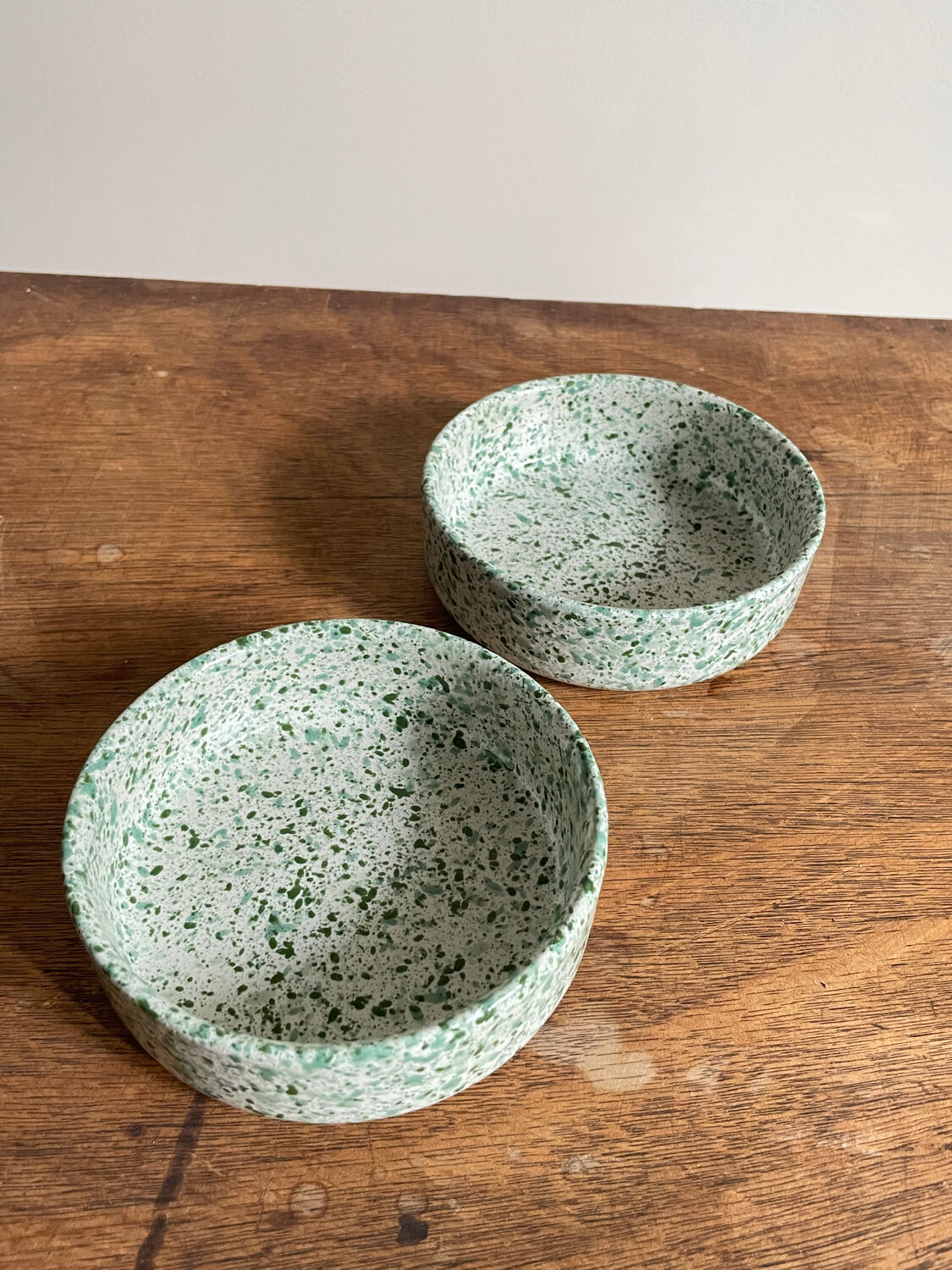 Green spotted ceramic ramekin