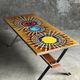 Ceramic coffee table and chrome and wood legs, Juliette Belarti, 1960