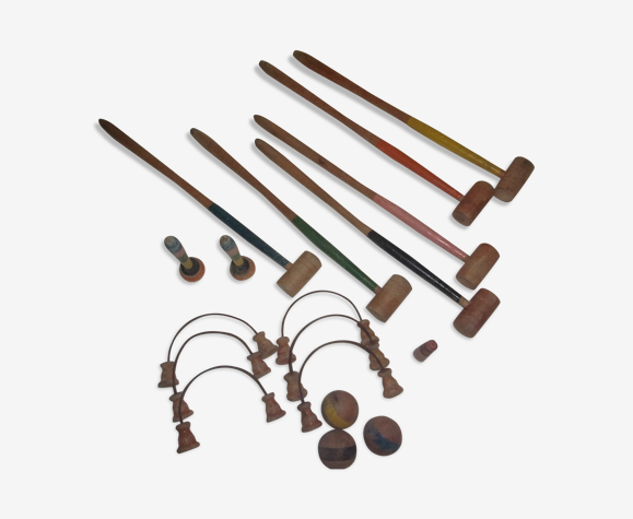 Old wooden croquet game
