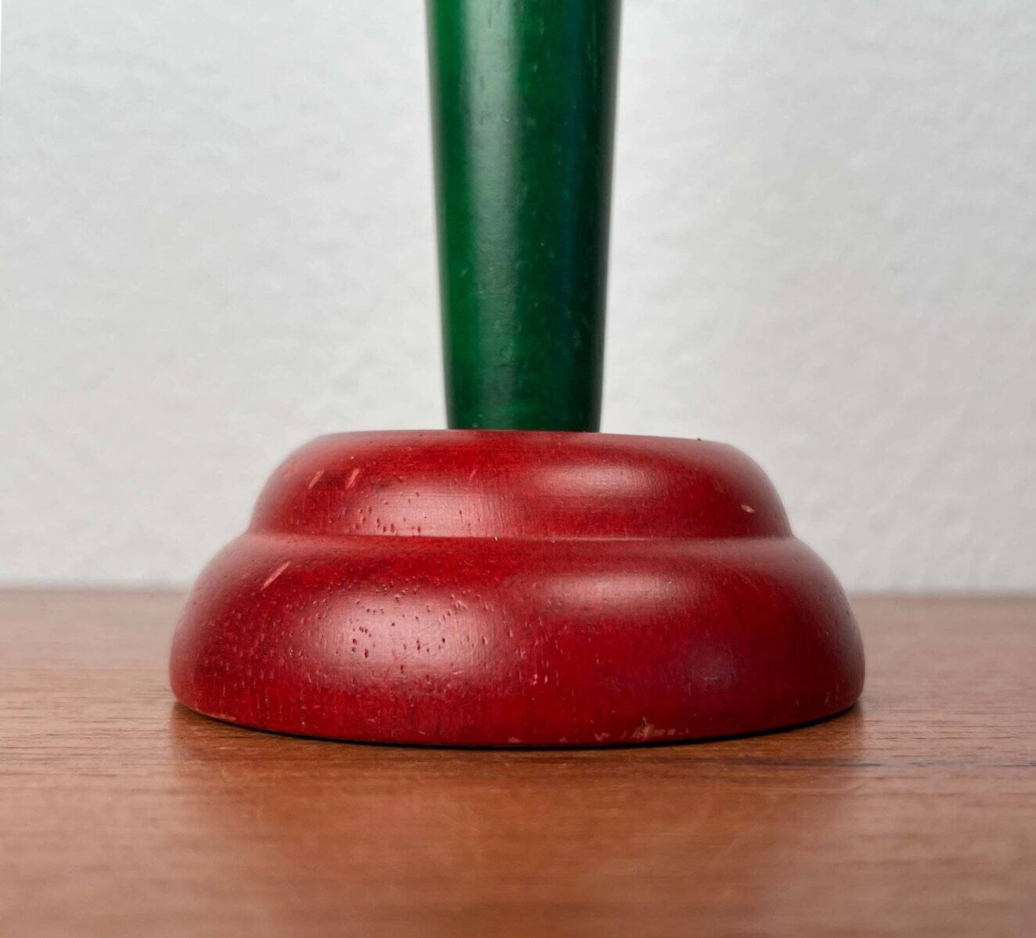 Postmodern yellow, green, red wooden chandelier Monokel by Ikea, 1980s.