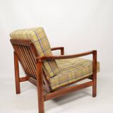 Vintage armchair tartan plaid wool design by Z. Baczyk 1965