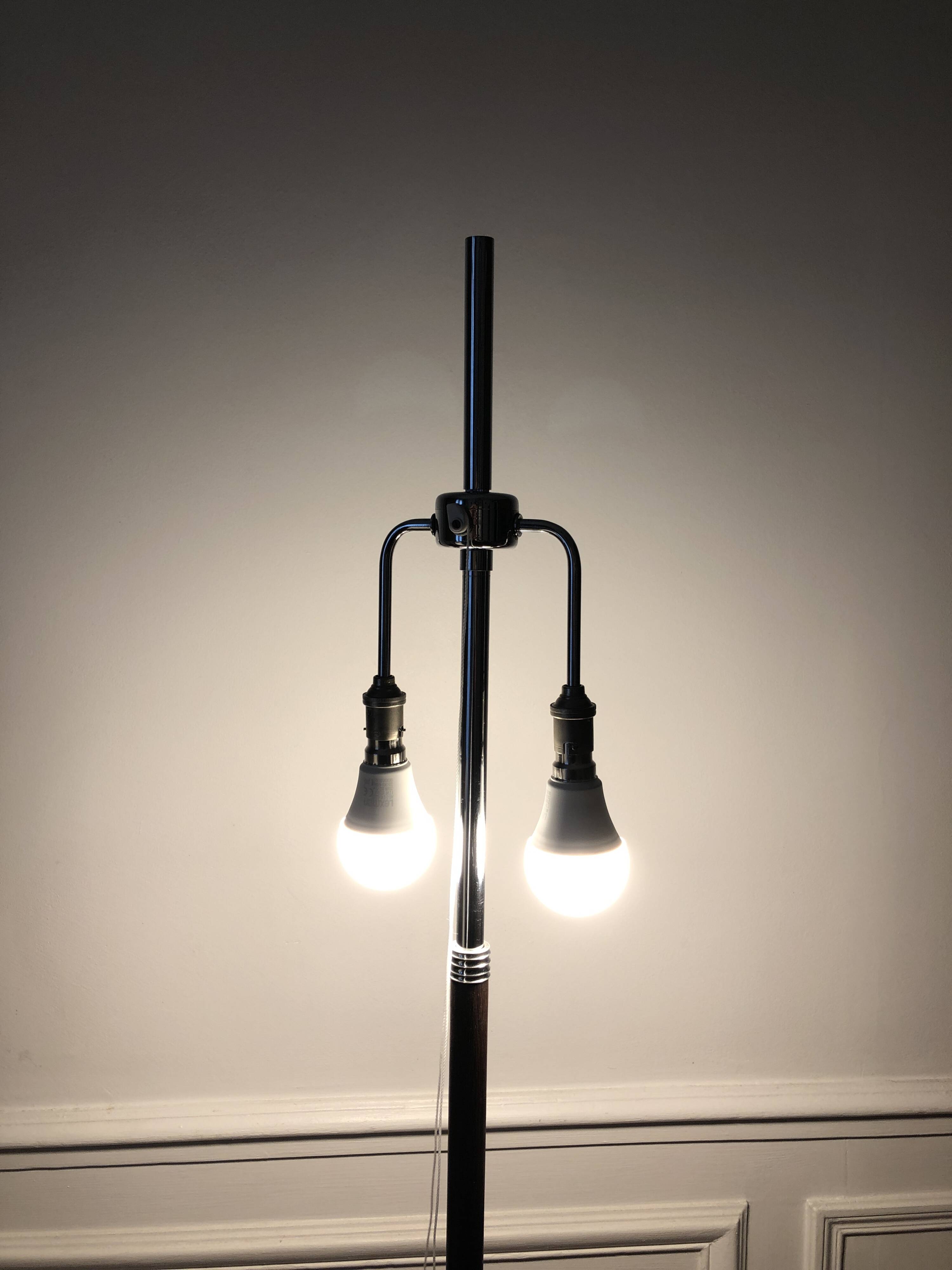 Monix floor lamp, height adjustable in chrome and wood - Paris 1960