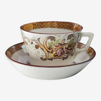 Chocolate cup Digoin Sarreguemines Japanese decor