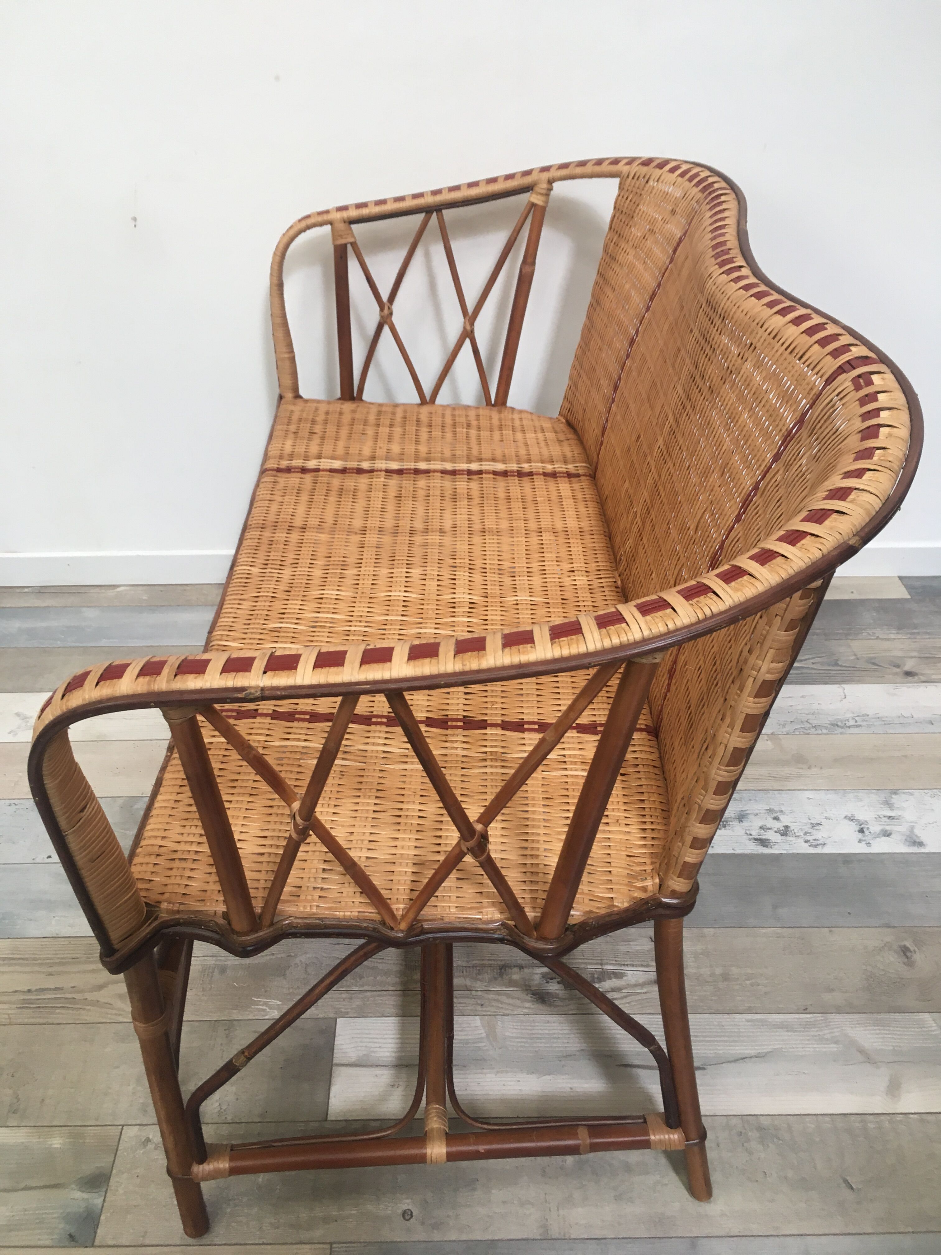 Woven rattan sofa