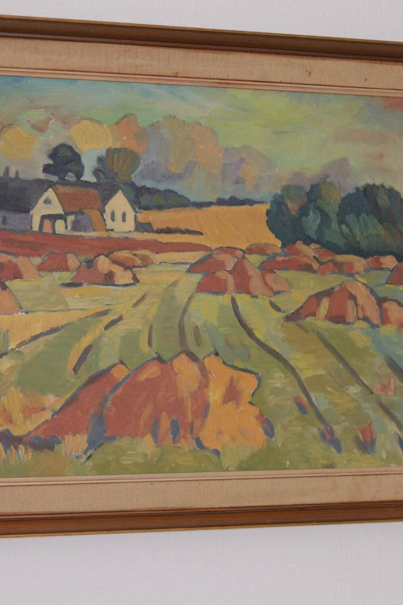 Huile sur toile originale suédoise – “Landskap” – Vintage et encadrée