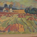 Original Swedish Oil on Canvas – “Landskap” – Vintage & Framed