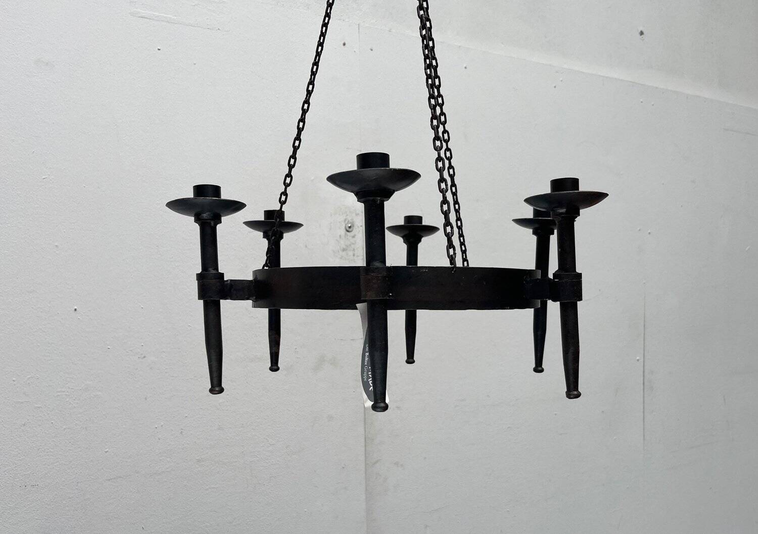 Vintage brutalist wrought iron candle holder by Boltze, 1970s.