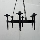 Vintage brutalist wrought iron candle holder by Boltze, 1970s.