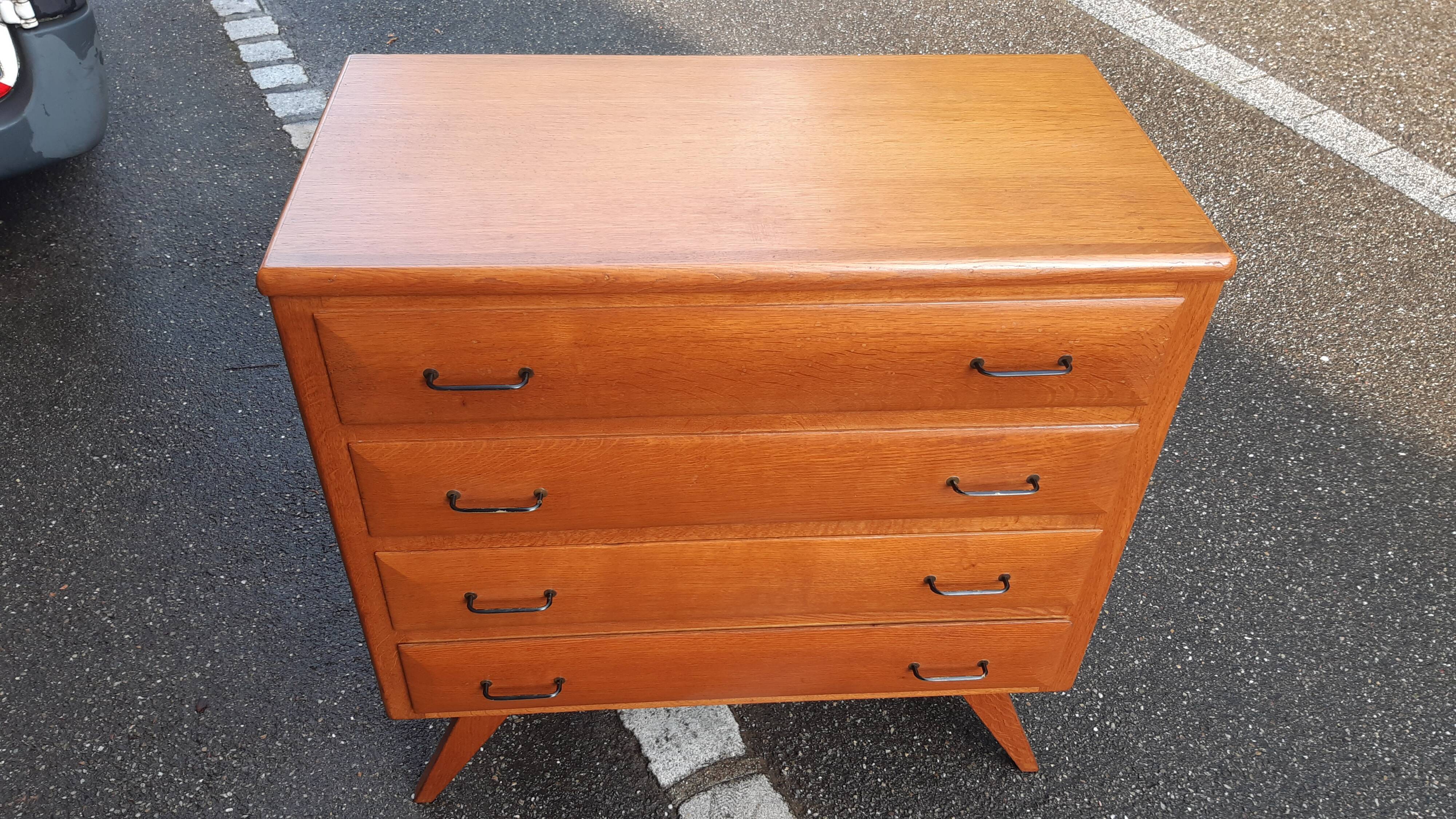Vintage gilded oak chest of drawers