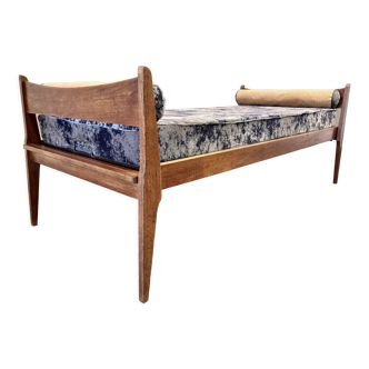 Sofa bed or daybed velvet and grey cork 1950.