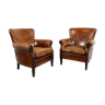 Set of two vintage sheep leather armchairs by loung atelier