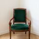 Pair of Empire armchairs in wood and green velvet